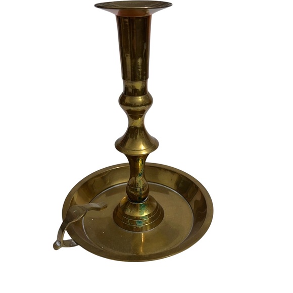 Solid Brass Taper Candle Holder 8" Candlestick Cottagecore Christmas Gift Vtg - Picture 3 of 9